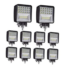 LED Light Pods, 4 inch 126W Square LED Work Light, 12V 24V Spot/Flood Off 10