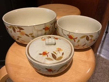 vintage Hall's Superior Quality Kitchenware in the "Autumn Leaf" pattern