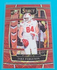 2022 Select DP Red Lazer Prizm RC #24 Jake Ferguson Wisconsin Football Card O3