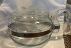 Vintage PYREX teapot kettle 6 cup flamewear glass with lid made in the USA