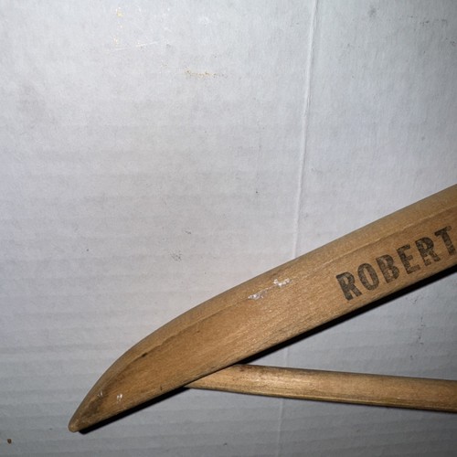 Konvolut 2 Vintage Holz Kleiderbügel Werbung DETROIT - Bild 5 von 20