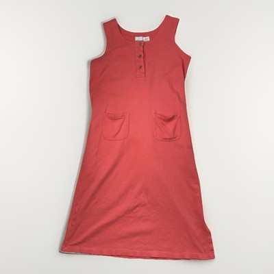 Bobbie Brooks 100% Cotton Coral Jumper Dress Women s Large With Pockets Soft 
