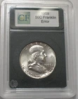 1959  ERROR FRANKLIN P SILVER HALF DOLLAR - TONED - 90% SILVER   (REF# FHD-71)