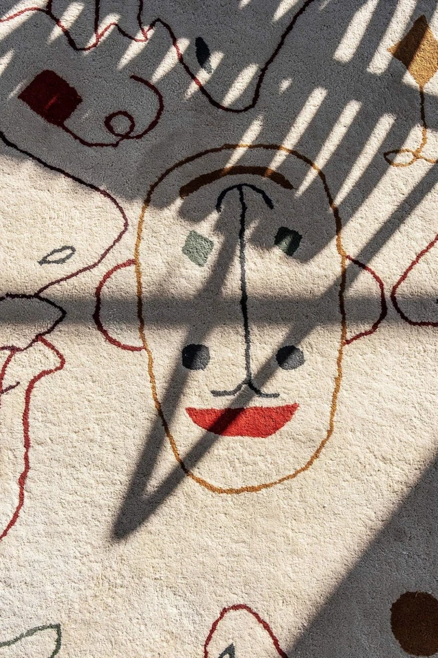 Rug Silhouette Wool Handmade Tufted Hand Linon Hooked Area Navy Rug, Quatrefoil - Image 2 of 4