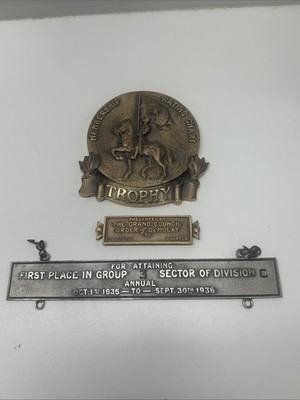 Membership Rating Chart Demolay 1936 Award Brass Vintage