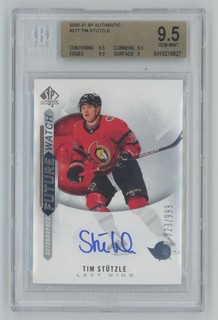 2020 21 SP Authentic Future Watch Auto /999 BGS 9.5 Tim Stutzle Rookie Auto