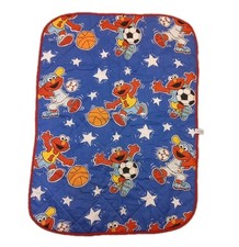 Vtg 90s Elmo Sesame Street Throw Blanket Sports Soccer Basketball Baseball 54"
