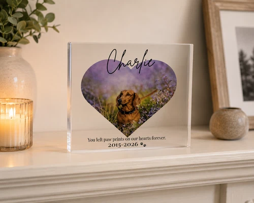 Personalised Pet Memorial Acrylic Block Dog Cat Photo Keepsake Gift