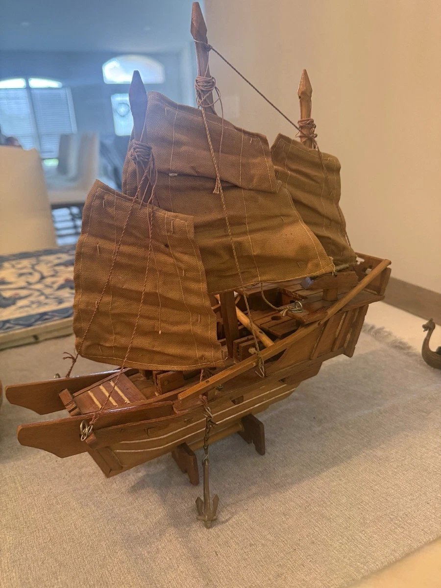 木制帆船模型古董模型船| eBay