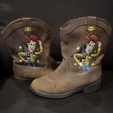 Disney Toy Story Woody Brown Cowboy Boots Kids 12 Side Zip Western