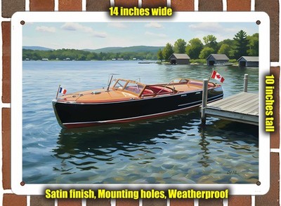 Metal Sign - 1946 Stephens Bros 38' Triple Cockpit Runabout Oil Painting - 14x10
