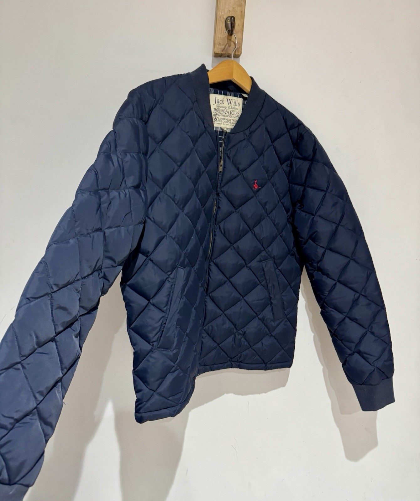 Jack Wills Rame Navy Down Feather Filled Diamond Quilted Bomber Puffer Coat XL image 6