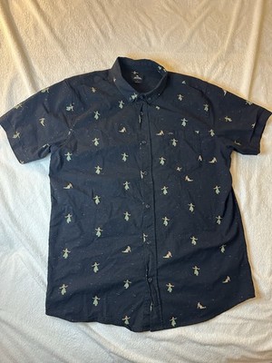 Rip Curl Shirt Mens L Hula Dancer Hawaiian Stretch Short Sleeve Button Up