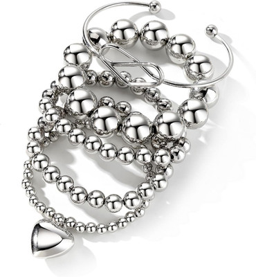 5 Piece Silver Bangle Bracelet Set Adjustable Chunky Boho Layered Jewelry Gift