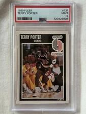 1989-90 FLEER BASKETBALL CARD #131 TERRY PORTER PSA 9 MINT CENTERED TRAILBLAZERS