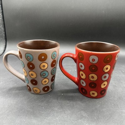 LOT of 2 - Mr. Coffee Donut Doughnut Pattern Theme  13 fl. oz. Coffee Mug Cup