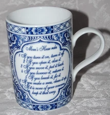 Mom's House Rules Coffee Cup Mug Holland Collection Delft Schoonhoven Keramiek