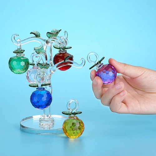 Crystal Apple Tree Ornament Figurine Glass Paperweight Decoration Centerpiece - Picture 4 of 7