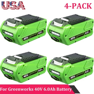 #ad 4 PACK 6.0Ah Battery for Greenworks 40V G Max 29462 29472 20262 21332 26272 New $196.99