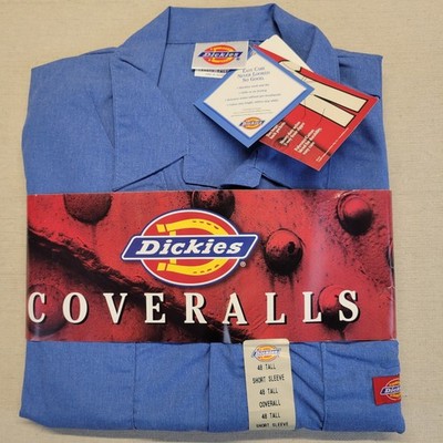Dickies Short Sleeve Coveralls 48 Tall Blue Work Jumpsuit NWT HT519 3399MB 48T