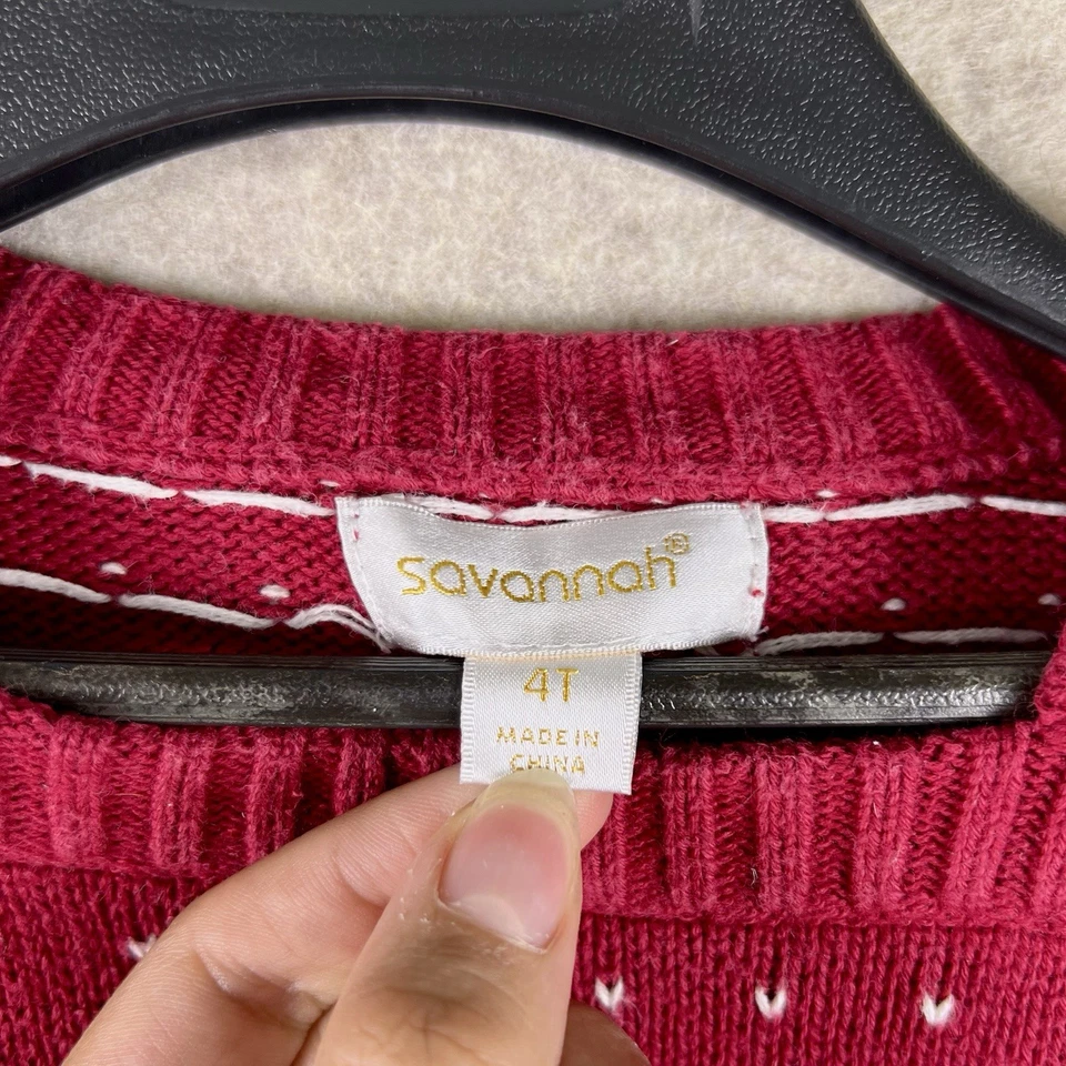 Savannah Red Knit Sweater Christmas Tree Dress Girls 4T Holiday Party Christmas - Image 4 of 4