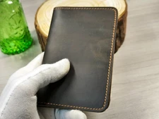 Genuine Crazy Horse Leather Wallet Bifold Card Holder Passport Cover Money Clip