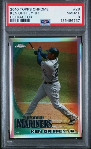 2010 Topps Chrome Refractor #28 Ken Griffey Jr Mariners HOF PSA 8 NM-MT