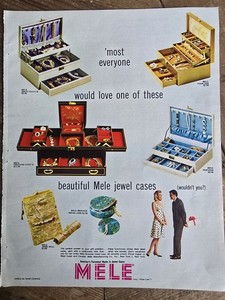 1964 Sarah Coventry jewelry Inside Mele Cases Boxes vintage styles Ad 