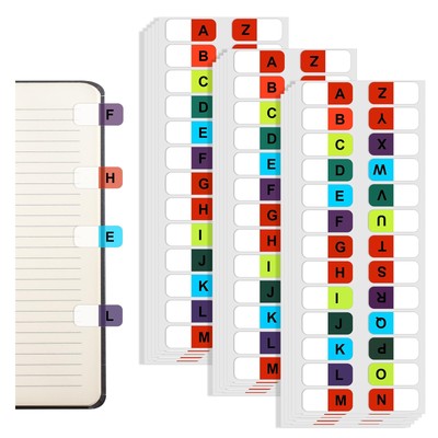 390 Pcs Colorful A-Z Alphabet Tabs Index Self-Adhesive Letter Tabs for Notebook