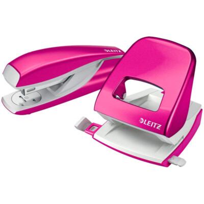 LEITZ Locher Hefter Set WOW 5095 10 23 pink metallic 5008 5502 Tacker 24/6 26/6