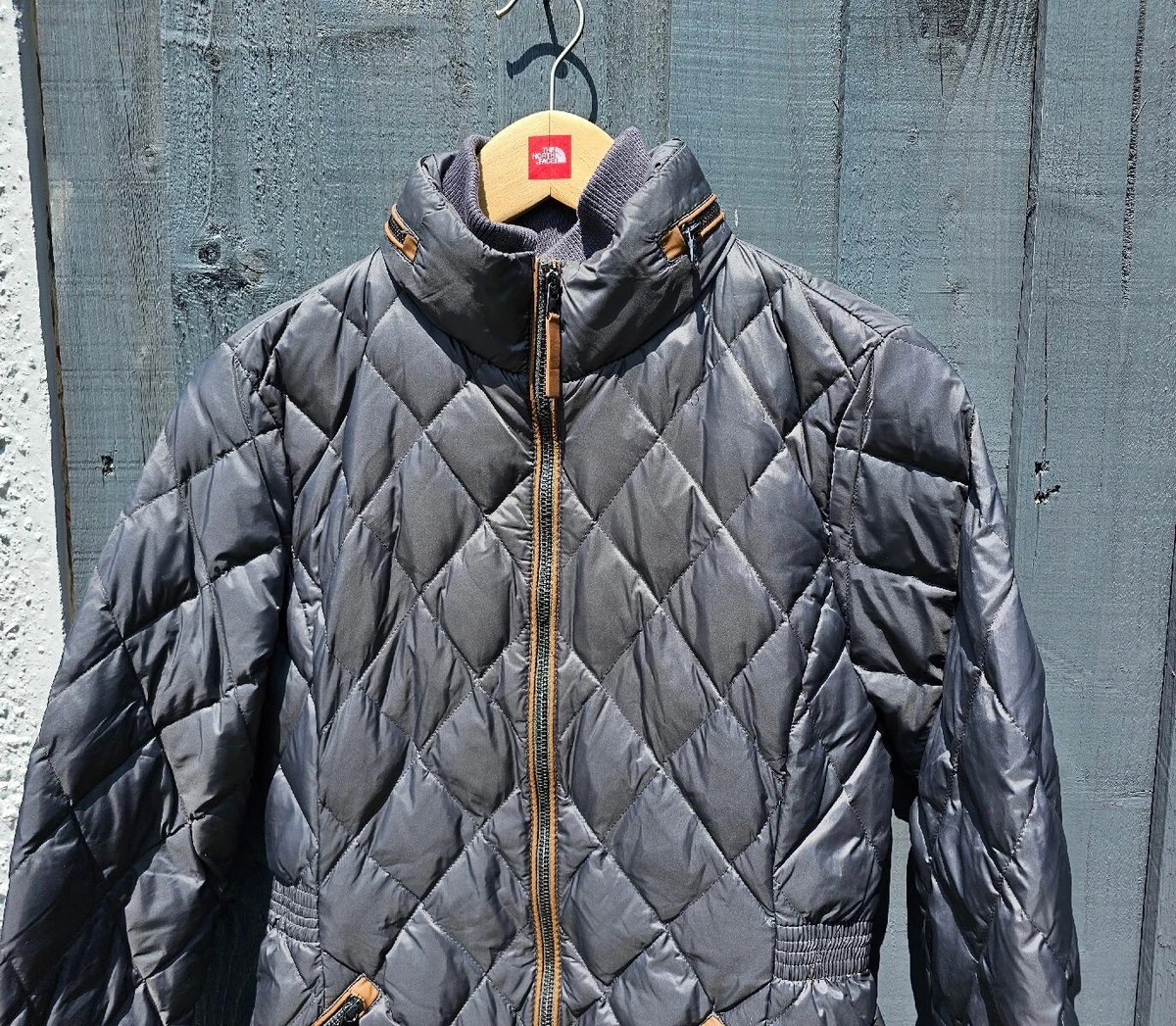 M&S Padded Quilted Jacket/Coat - Feather Down Hooded Stormwear Charcoal -  UK 6