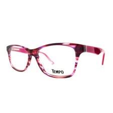 Tempo WP6103 PK Eyeglasses Frames Pink Horn Striped Square Full Rim 51-15-135