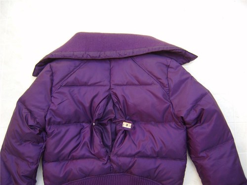 Womens Ruff Hewn Down Zip Snap Coat Jacket Bomber Shearling Quilted Small Purple - Picture 9 of 12