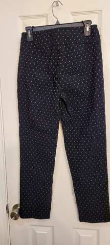 Zac & Rachel Black Polka Dot Stretch Pull-On Straight Ankle Pants Women’s Size 6 - Picture 3 of 4