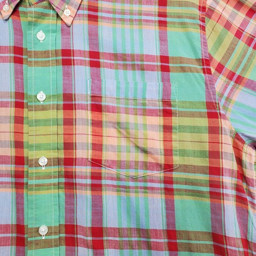 Castaway Nantucket Island Shirt Men's Large Red Green Blue Plaid Short Sleeve - Picture 4 of 16