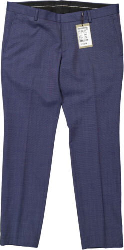 NUOVO! Pantaloni da uomo Benvenuto in lana vergine, blu melange, slim fit, taglia 24 - Foto 1 di 6