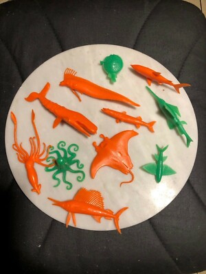 SEA CREATURES 1968 MPC 12 PLASTIC CEREAL PREMIUM DEEP SEA MONSTERS FISH Nabisco