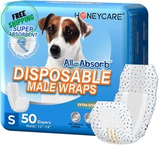 HONEY CARE All-Absorb A26 Male Dog Wrap, 50 Count, Small
