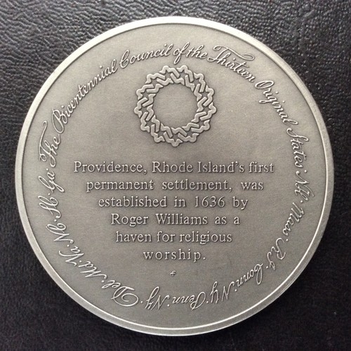1977 Franklin Mint Founding of Rhode Island Fine Pewter Medal A5555 - Picture 3 of 5