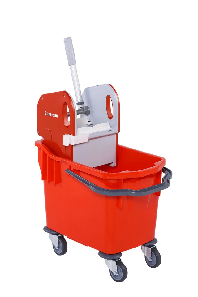 BAYERSAN 25L PROFESSIONAL HEAVY DUTY KENTUCKY MOP BUCKET WITH WHEELS - RED