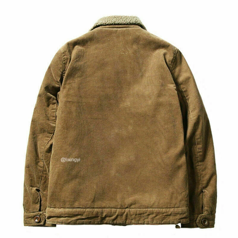 Chaqueta de camionero Sherpa retro de pana para hombre forrada de lana abrigo informal clásico Foto 2 de 4