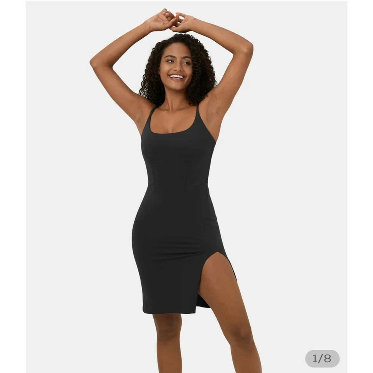 Halara Spaghetti Strap Square Neck Backless Corset Split Bodycon