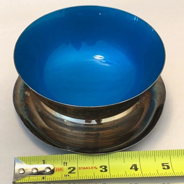 Reed Barton Raro Azul Azure 158 Plateado Salsa Nuez Cuenco Placa Base Pátina De Colección Foto 4 de 4