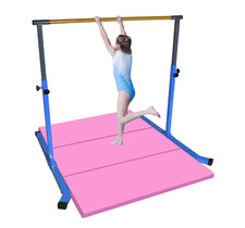 5 Ft Gymnastic Horizontal Bar Sports Junior Training Kip Bar w 6x4 Pink Mat NEW