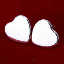 Women's 925 Sterling Silver Love Heart 14mm Small Ear Stud Fashion Earrings