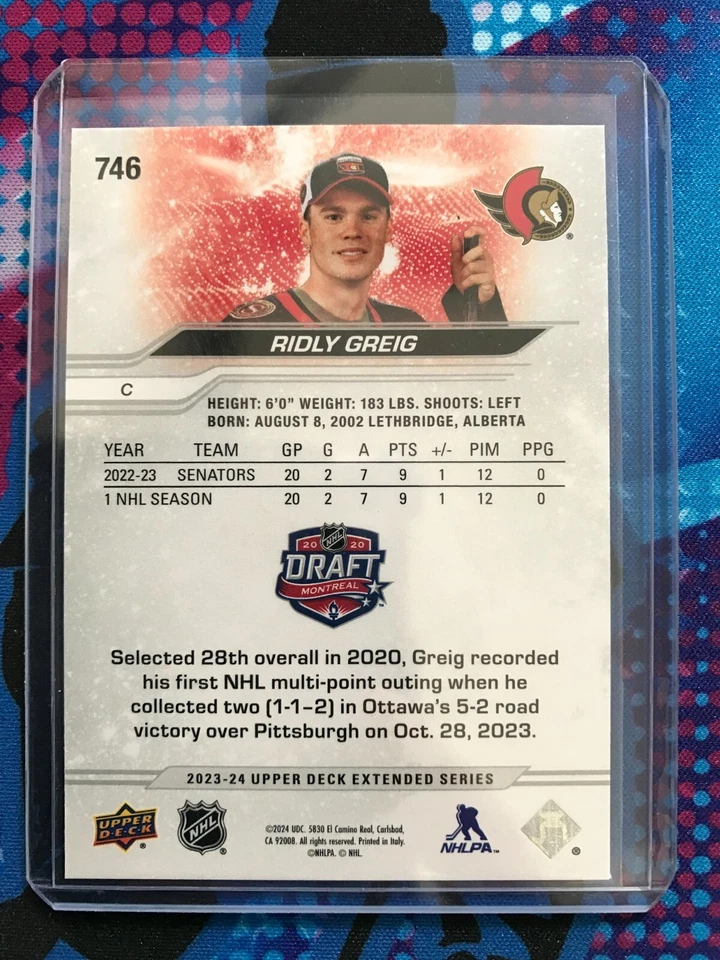 2023-24 Upper Deck Extended Series 1st Round Ridly Greig #746 - Image 2 of 2