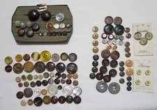 Vtg 100 assorted BROWN BUTTONS lgst 1” ~ Shank, 2 &4 hole