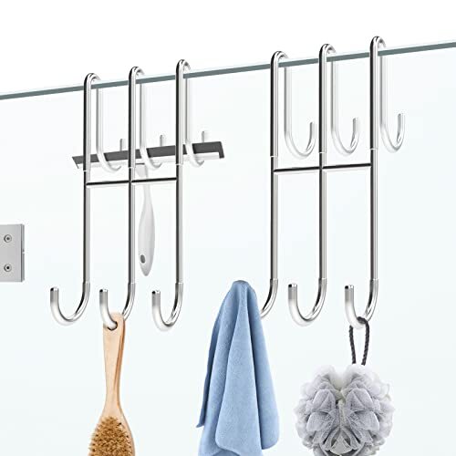 Extended Shower Door Hooks 7.5inch 2 Pack Double Over Glass Shower Hook