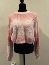 NWT Wild Fable Women's Spacedye Crewneck Pullover Sweater- Peach/Pink Small