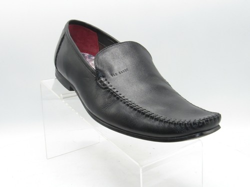 Black Leather Slip On Loafer Mens Shoes 